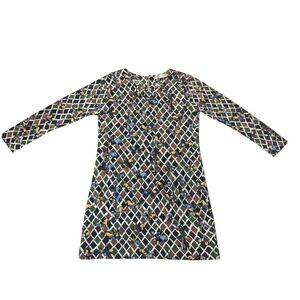 Emilio Pucci Vintage Horse Argyle Patterned Long Sleeve Grommet Dress
